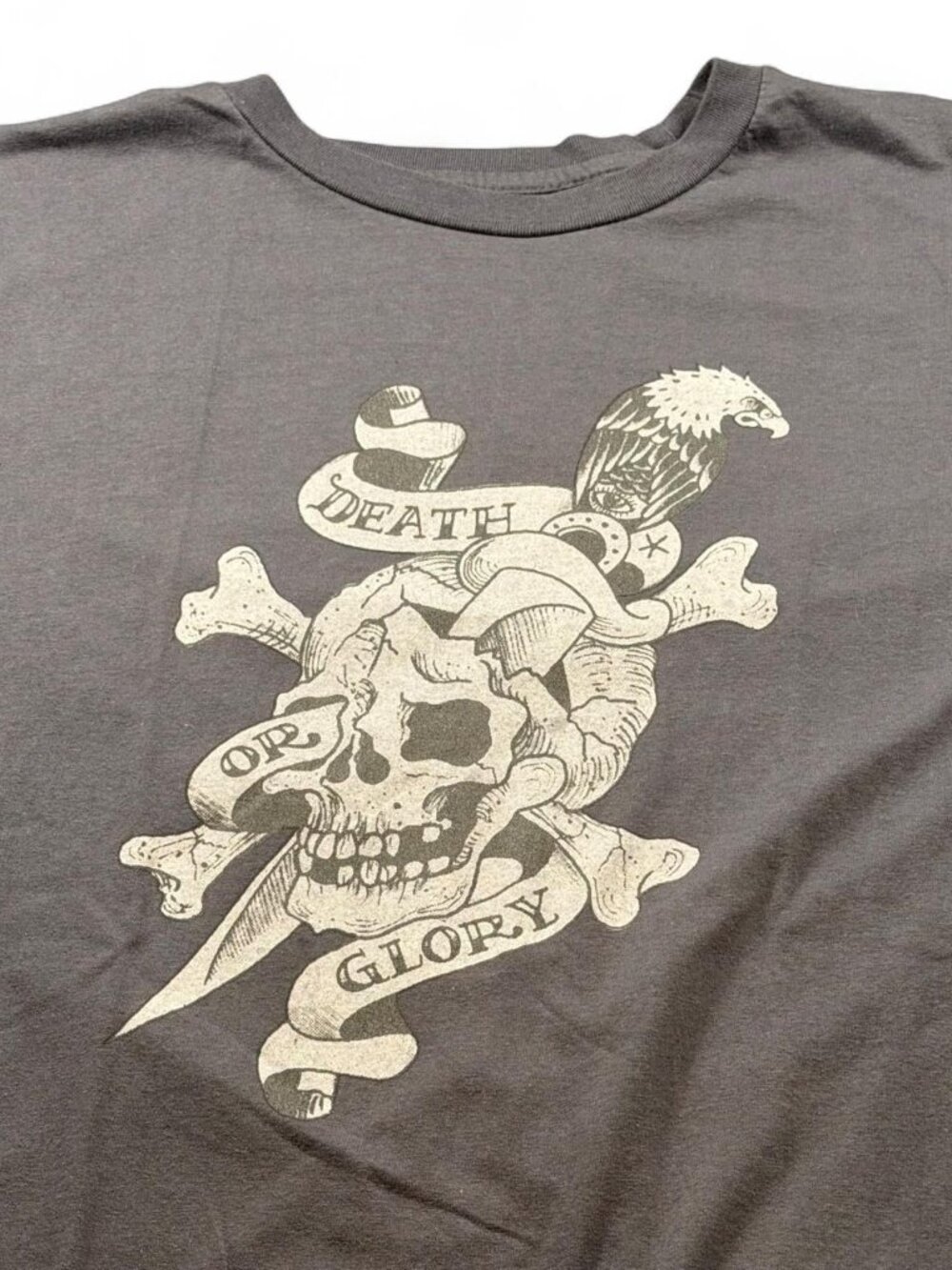 Ed Hardy Y2K Death or Glory Skull Tattoo Graphic Tee M